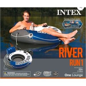 Intex River Run 1 Inflatable Water Lounge Tube Blue White 53 Inch 58825E